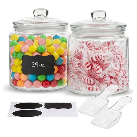 Set of 2 Glass Storage Jars with Lids