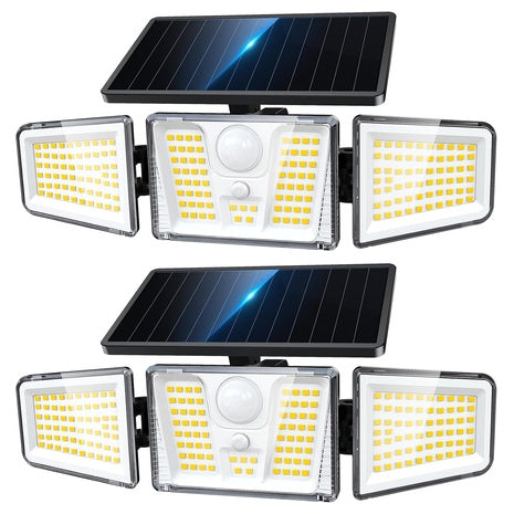 2-Pack 3-Head Solar Motion Sensor Flood Lights W/ 300 Deg. Coverage (TWL028)