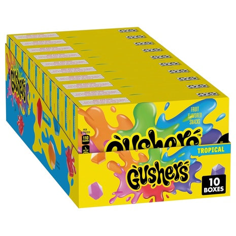 10 Boxes Gushers Tropical Movie Box Fruit Flavored Snacks