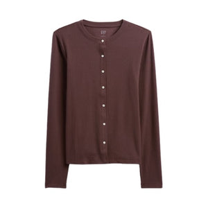 Women's Ribbed Button-Up Top