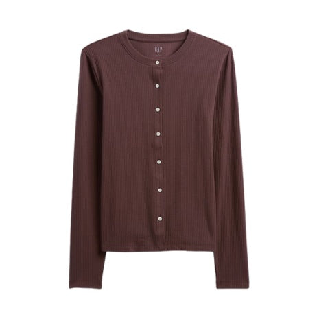Women's Ribbed Button-Up Top