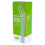 100 Amazon Basics Disposable Striped Plastic Flex Straws