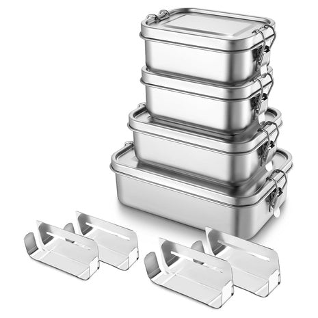 4-Pack Leak-Proof Stainless Steel Lightweight Bento Box