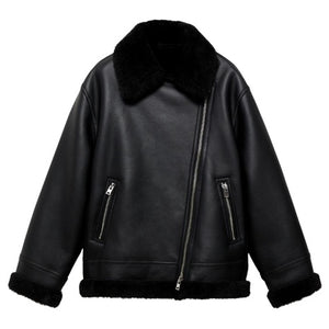 Women's Double Faced Faux Leather Jacket