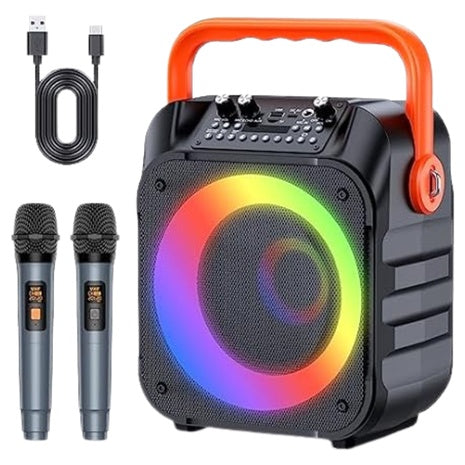 Portable Karaoke Machine With Two Wireless Microphones