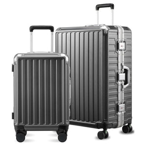 2-Piece Luggex Aluminum Frame Zipperless Polycarbonate Hard Shell Suitcase Set