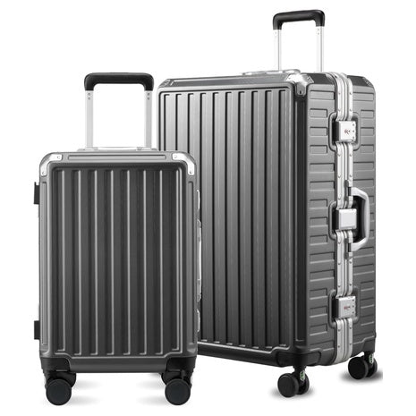 2-Piece Luggex Aluminum Frame Zipperless Polycarbonate Hard Shell Suitcase Set