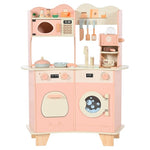 Kids Wooden Play Kitchen w/ 15+ Accessories