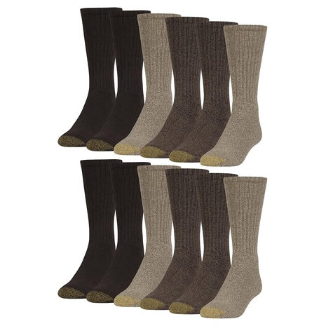 12-Pairs of Goldtoe Men’s Harrington Crew Socks