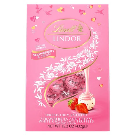 Lindt Lindor Strawberries & Cream White Chocolate Truffles (Kof-K Dairy, 15.2oz)