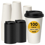 100 16oz Hot Paper Cups with Lids