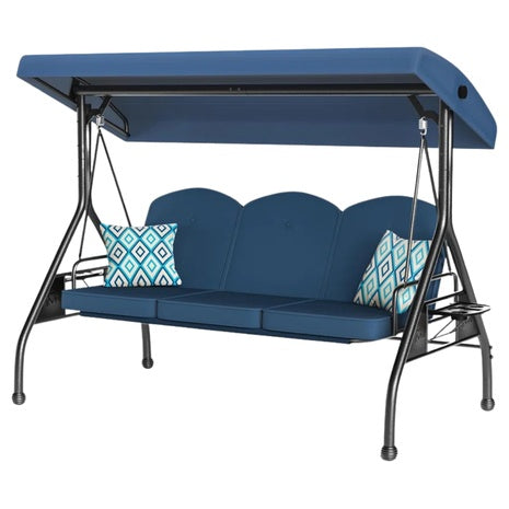 Latitude Run 3 Seat Outdoor Porch Patio Swing With Adjustable Canopy