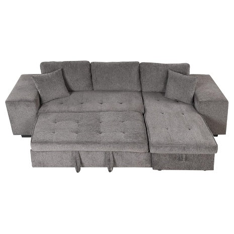 Reversible Sleeper Sectional Sofa With Storage Chaise And 2 Stools