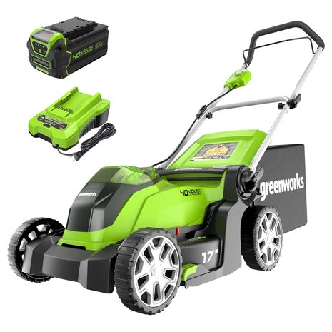 Greenworks 40V 17" Cordless Lawn Mower with 4.0Ah Battery & Charger