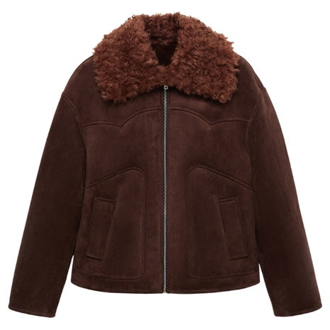 Women's Suede Effect Jacket w/ Fleece Collar