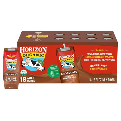 18-Pack Horizon Organic 1% Lowfat Chocolate Milk Boxes (OU-D, 8 oz)