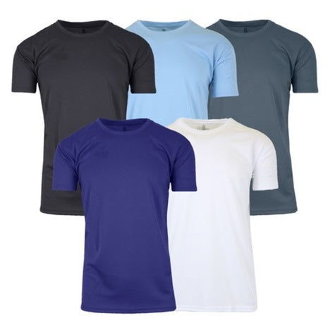 5-Pack Men's Crew Neck Moisture Wicking Quick Dry Tee