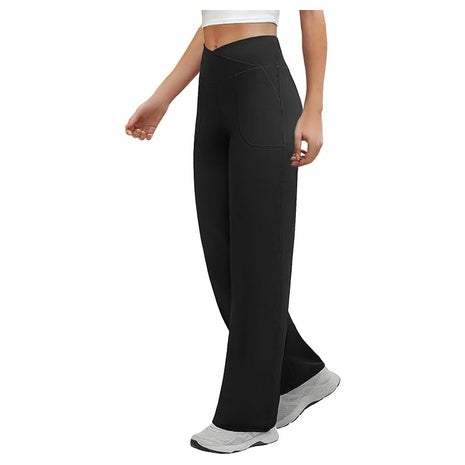 Women's Crossover Waist Wide Leg Yoga Lounge Pants (Various)