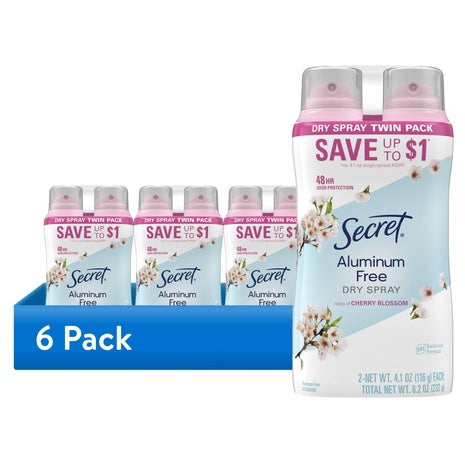 12 Cans Secret Aluminum-Free Dry Spray Deodorant