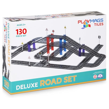 130-Piece Playmags Magnetic Tiles Road Set