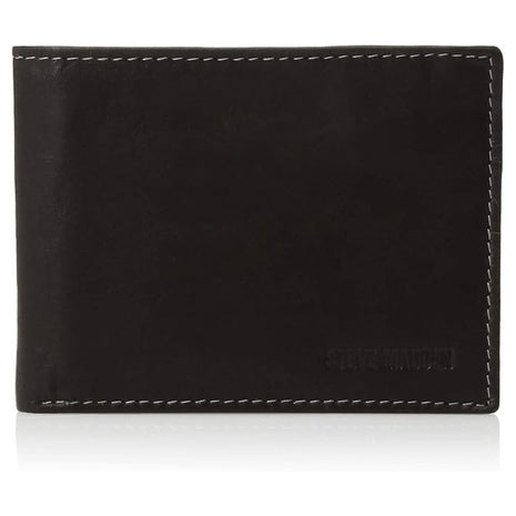Steve Madden Men's Slim Leather Wallet with Attached Flip Pockets