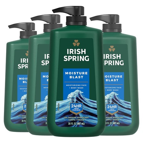 4 Big Pump Bottles Irish Spring Original Body Wash