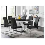 East Urban Home Modern High Gloss Halo 6 Seater Dining Table Set