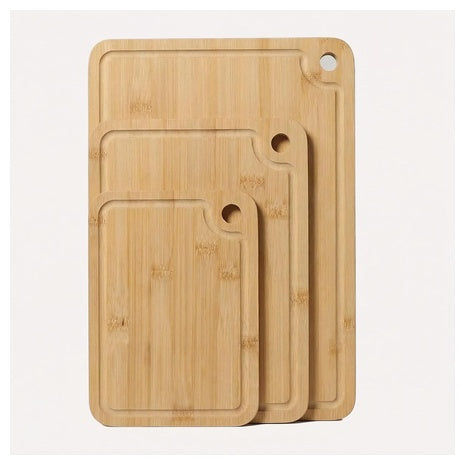 3-Pack Non Toxic Wooden Cutting Boards With Side Handle