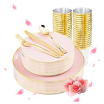180-Piece Pink Disposable Dinnerware Set