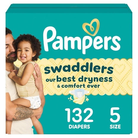 132 Size 5 Pampers Swaddlers Diapers