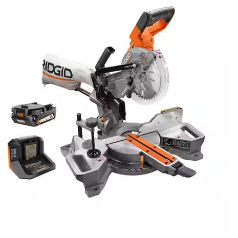 RIDGID 18V Brushless 7-1/4 In. Dual Bevel Sliding Miter Saw With Battery & Charger