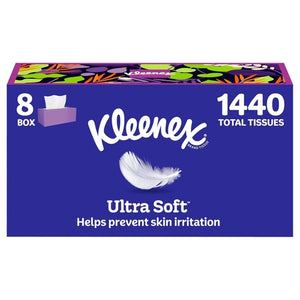 8 Flat Boxes Kleenex Ultra Soft Facial Tissues