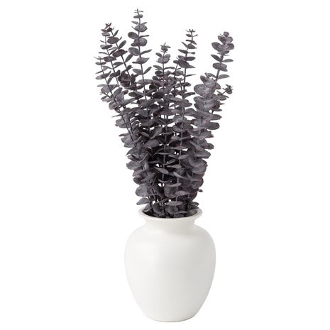 23" Mainstays Artificial Purple Eucalyptus In White Ceramic Vase