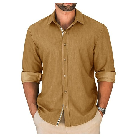 Men's Long Sleeve Untucked Wrinkle Free Casual Shirts