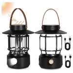 2-Pack TrixHub 1000LM LED Camping Lantern W/ Solar & USB-C Charging