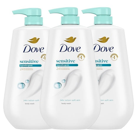 3 Big Bottles Of Dove Body Wash Sensitive Skin