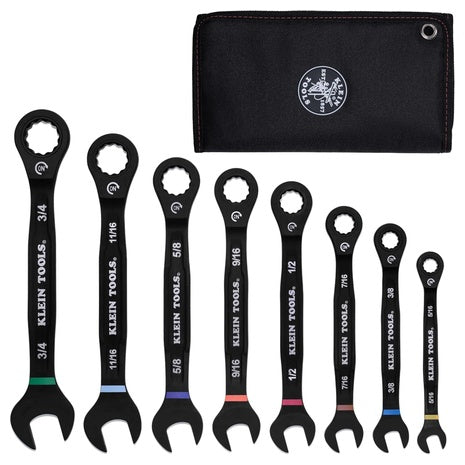 8-Piece Klein Tools SAE Ratcheting Combination Wrench Set