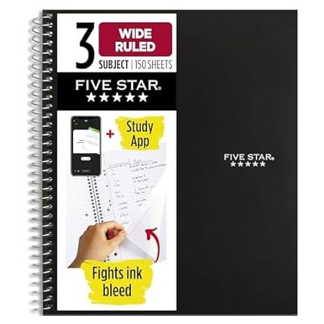 Five Star 3-Subject Spiral Notebook