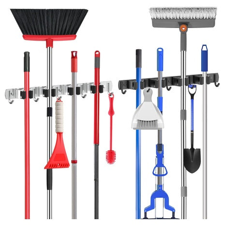 2-Pack Self-Adhesive Broom & Mop Wall Hooks