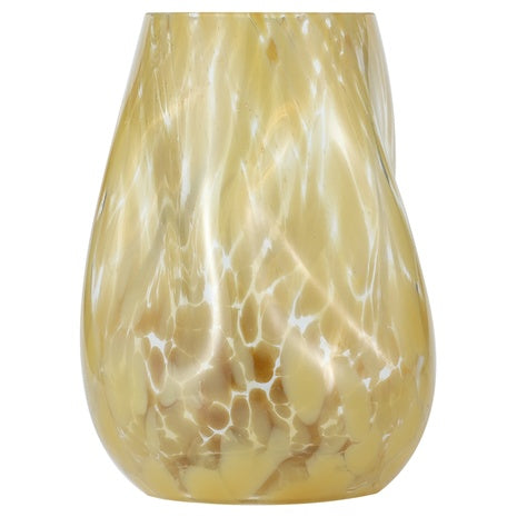 Artisan Blown Glass Tabletop Vase With Yellow Tortoise Speckled Finish