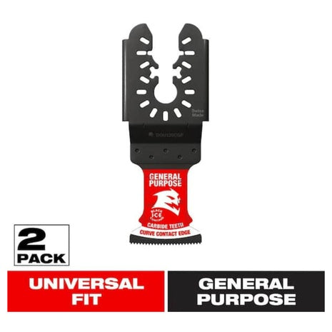 2-Pack 1-1/4In Universal Fit General Purpose Carbide Oscillating Blade