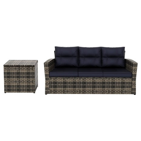 WestinTrends 2-Piece Outdoor Three Seater Sofa With Side Table Included