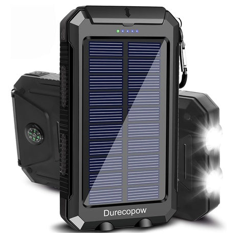 20000mAh Solar Power Bank with Dual USB-C Ports & Flashlight
