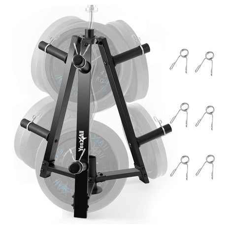 Yes4All 3-Leg Weight Plate & Barbell Storage Rack W/ 6 Pegs