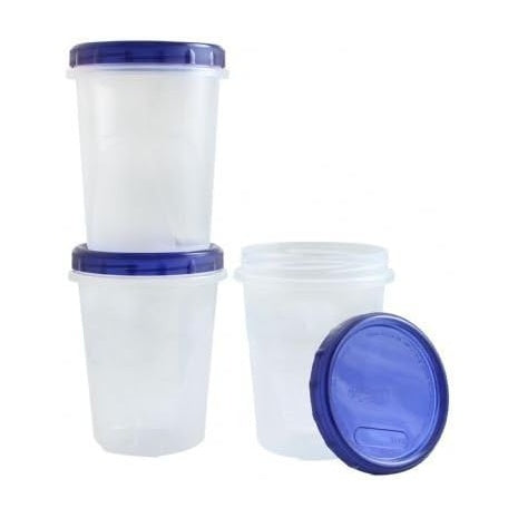 3 Blue 32oz Twist Top Food Storage Containers