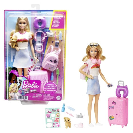 Malibu Barbie Travel Set with Puppy & Working Suitcase