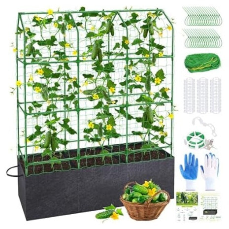50" X 65" X 18" Cucumber Trellis With 46 Gallon Grow Bags