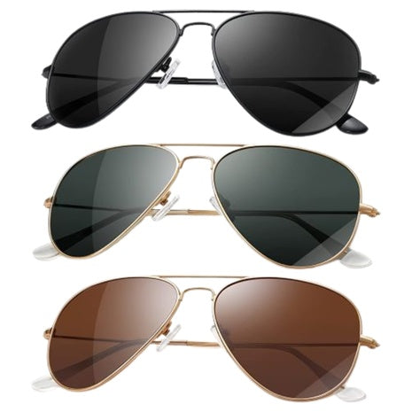 3-Pack Unisex Aviator Sunglasses
