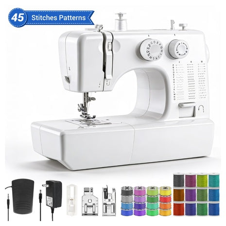 Beginner Portable Sewing Machine With 45 Stitches & 3 Sewing Feet