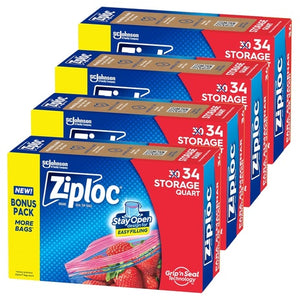 Pack of 136 Ziploc Quart Food Storage Bags